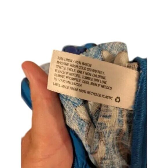 RHODE Zinnia Blue Floral Linen Cut Out Wide Leg Jumpsuit - Picture 7 of 7